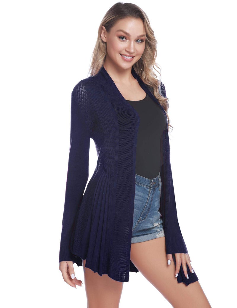 iClosam Womens Summer Lightweight Cardigan Sweater Casual Long Sleeve Open Front Cardigans(#2Dark Blue, Large) - Image 5